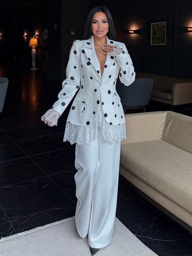 Polina Dantel İşleme Detaylı Takım Beyaz