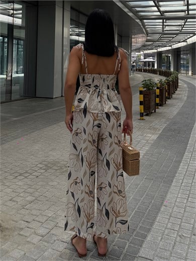 Polina Desenli Takım Bej