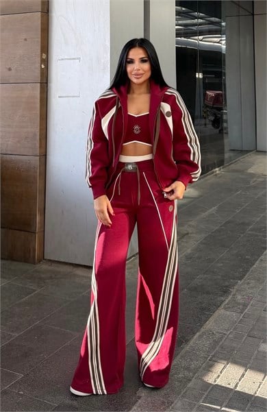 PomelaTasarım 3lü Spor Takım Bordo