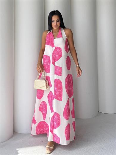 Punto Desenli Elbise Pembe