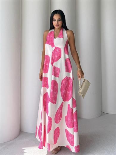 Punto Desenli Elbise Pembe