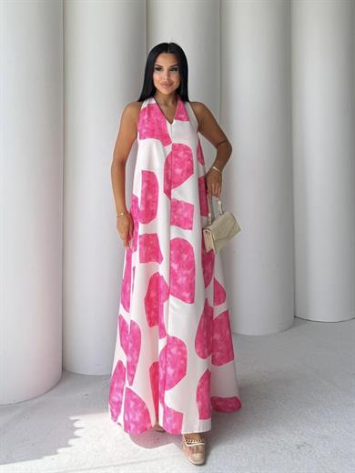 Punto Desenli Elbise Pembe