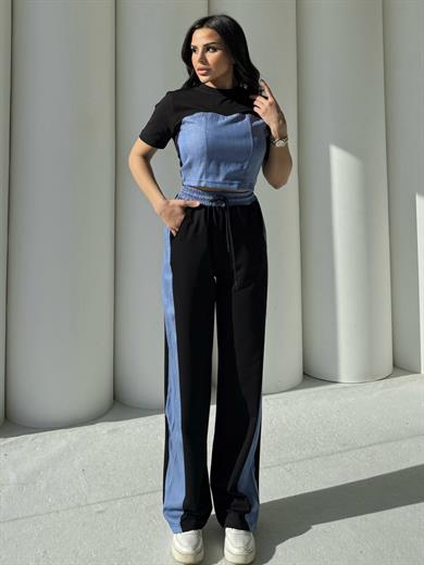 Quas Denim Detaylı Takım Siyah