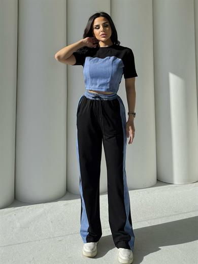 Quas Denim Detaylı Takım Siyah