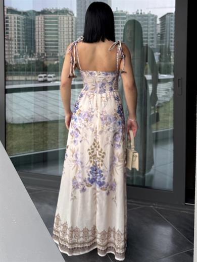 Rasta Desenli Elbise Bej