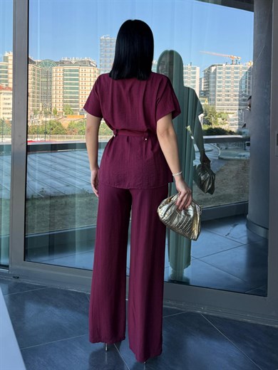 Renis Taş Detaylı Takım Bordo