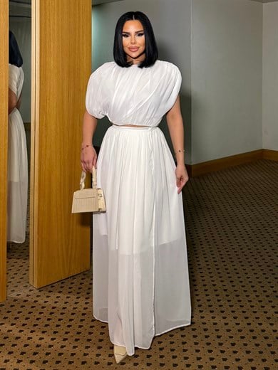 Resina Tasarım Etekli Takım Beyaz