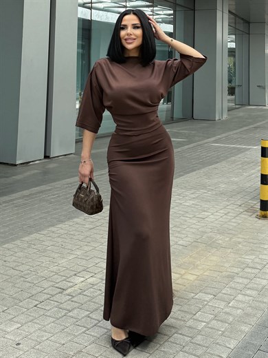 Retto Tasarım Etekli Takım Kahve