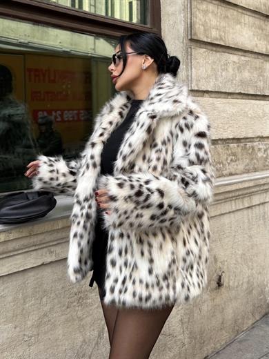 Rinda Desenli Kürk Kaban Camel