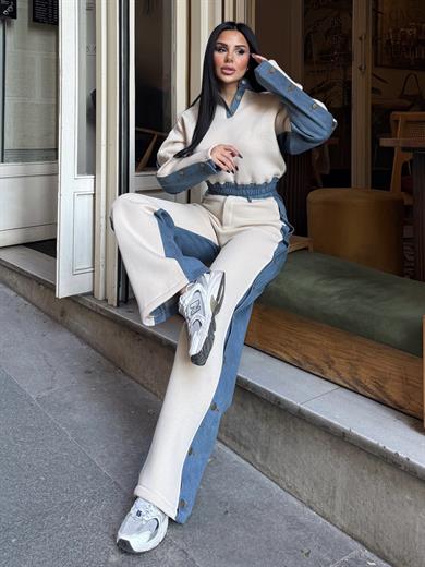 Rivesa Denim Takım Bej