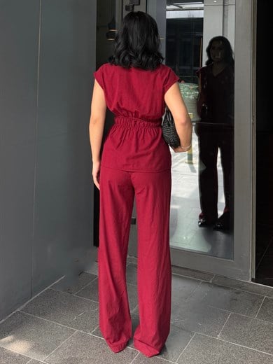Ronisa İkili Keten Takım Bordo