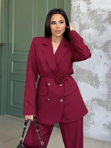 Roses Gül Kemerli Takım Bordo