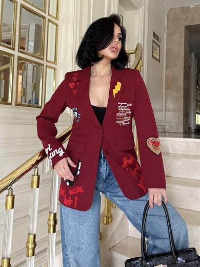 Rubia Tasarım Blazer Ceket Bordo