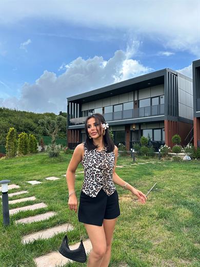 Safari Yelek Leopar Desen