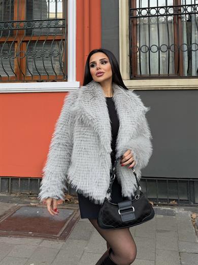 Safir Kat Kat Modelli Kürk Açık Gri