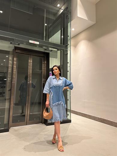 Savana Denim Elbise Mavi