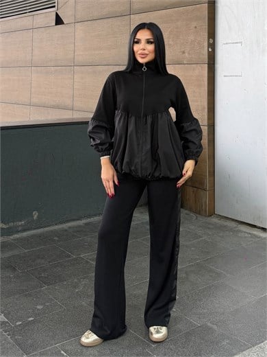 Slovas Paraşüt Detaylı Spor Takım Siyah