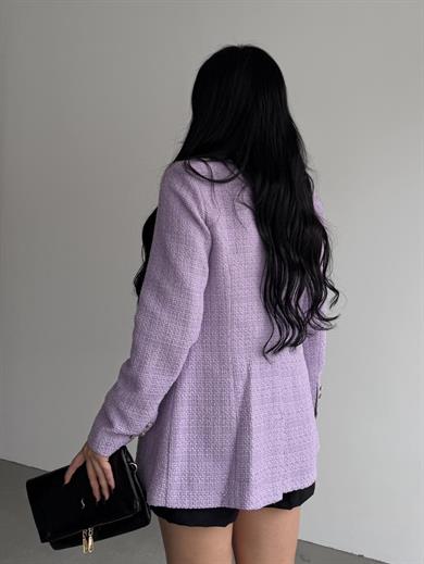 Sofira Gold Düğme Detaylı Blazer Ceket Lila