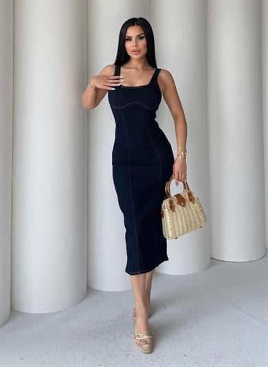 Stradis Denim Elbise Lacivert