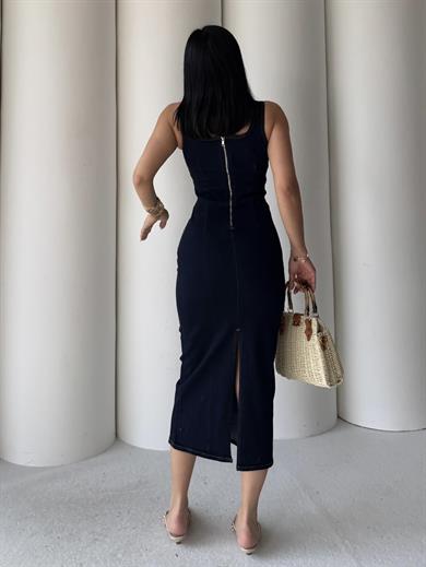 Stradis Denim Elbise Lacivert