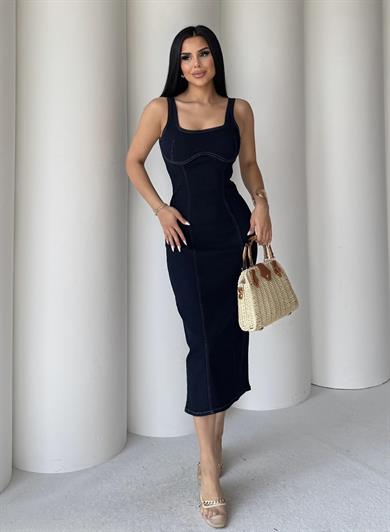 Stradis Denim Elbise Lacivert