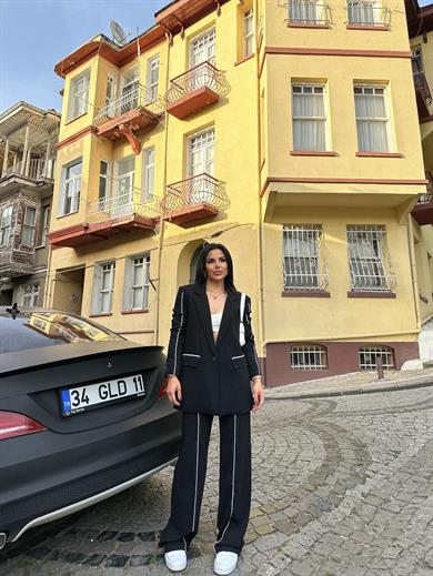 Style İkili Blazer Ceket Takım Siyah