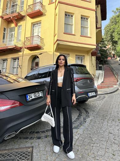 Style İkili Blazer Ceket Takım Siyah