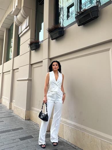 Talya Yelekli İkili Takım Beyaz