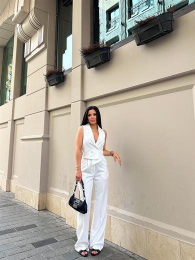 Talya Yelekli İkili Takım Beyaz
