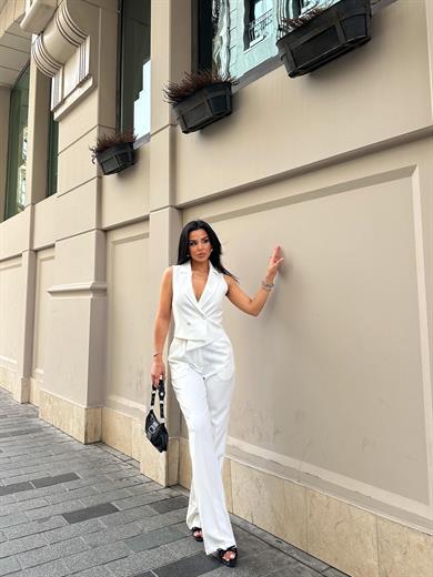 Talya Yelekli İkili Takım Beyaz