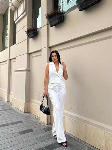 Talya Yelekli İkili Takım Beyaz