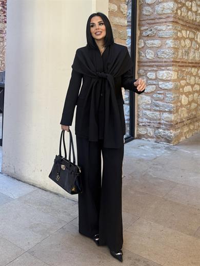 Tanisa Şal Ceket Detaylı Takım Siyah