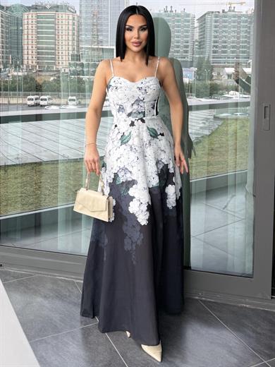 Taylans Desenli Elbise Siyah