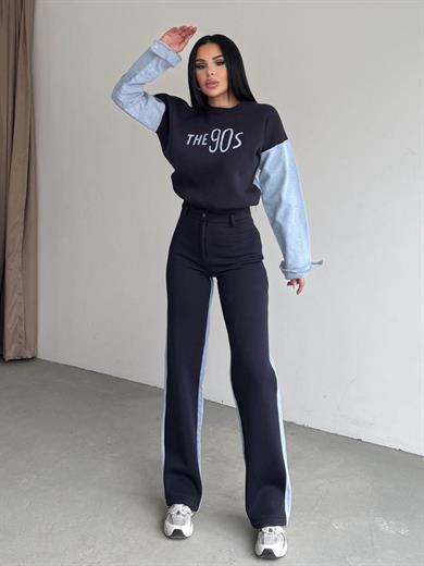 Thesa Denim Detaylı Spor Takım Lacivert