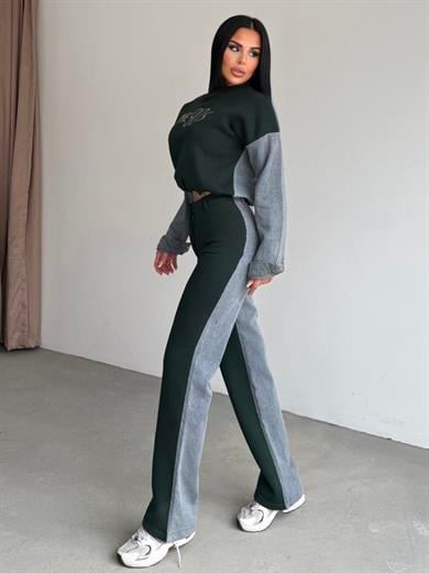 Thesa Denim Detaylı Spor Takım Yeşil