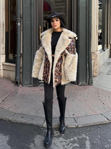 Tigora Pul Payet Detaylı Kürk Leopar