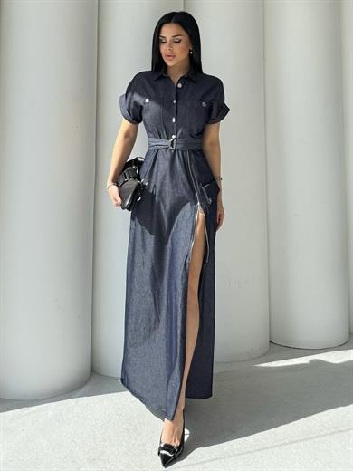 Tinos Denim Tasarım Elbise Lacivert