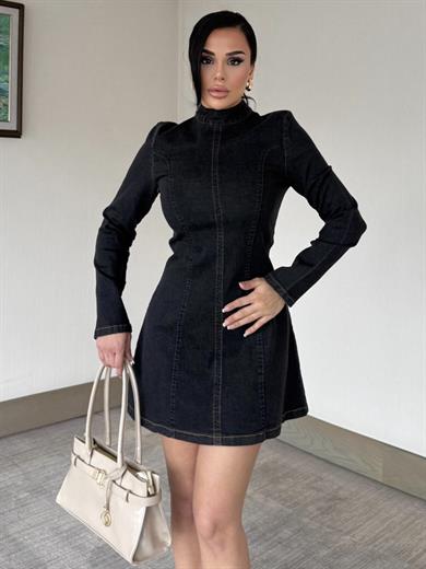 Turosa Denim Elbise Siyah