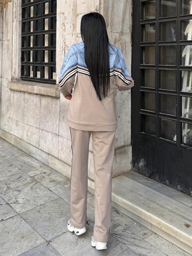Urlesa Denim Detaylı Spor Takım Bej