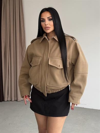 Vango Kürk Yaka Detaylı Ceket Camel