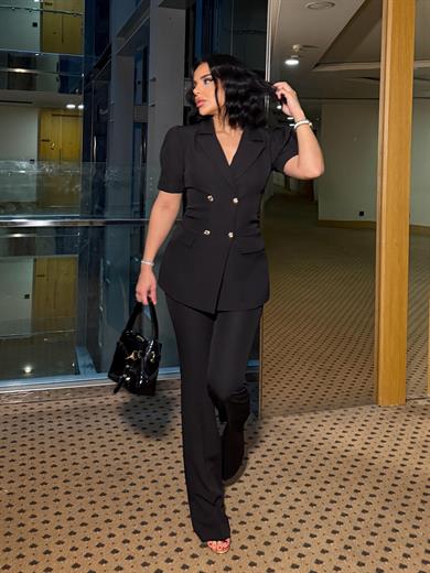 Vasigo Gold Düğme Detaylı Takım Siyah