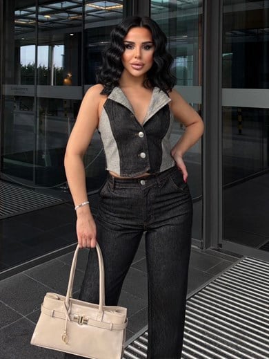 Vildas Tasarım Denim Takım Siyah