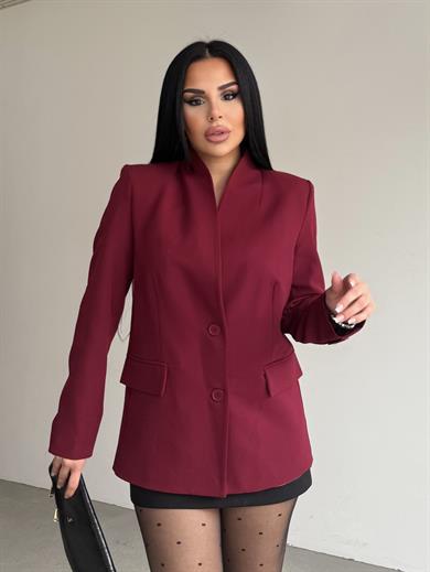 Vinsa Şal Detaylı Tasarım Ceket Bordo