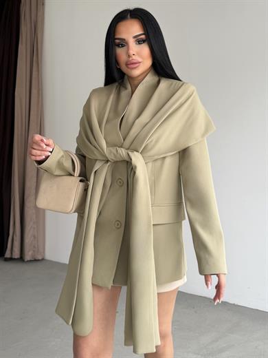 Vinsa Şal Detaylı Tasarım Ceket Haki