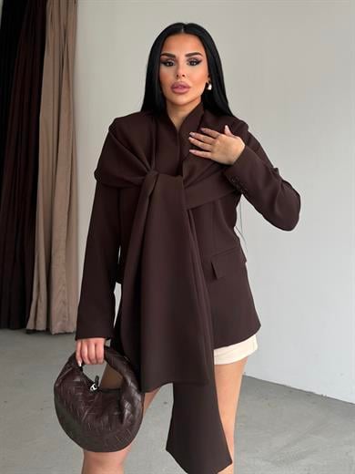 Vinsa Şal Detaylı Tasarım Ceket Kahve