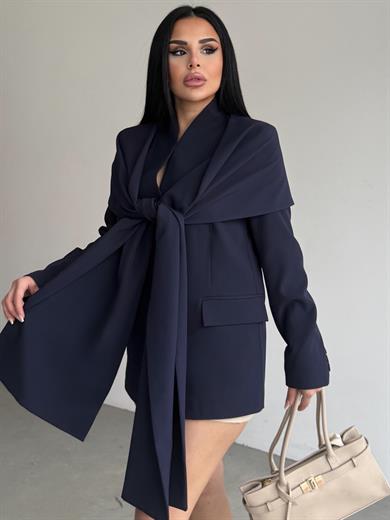 Vinsa Şal Detaylı Tasarım Ceket Lacivert