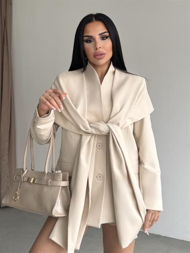 Vinsa Şal Detaylı Tasarım Ceket Taş