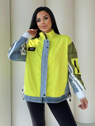 Wen Denim Paraşüt Tasarım Ceket Neon Sarı