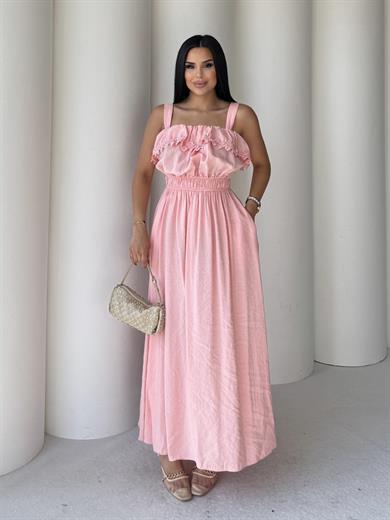 Zendes Uzun Elbise Pembe