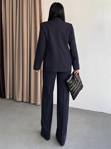 Zeyd Düğme Detaylı Takım Lacivert